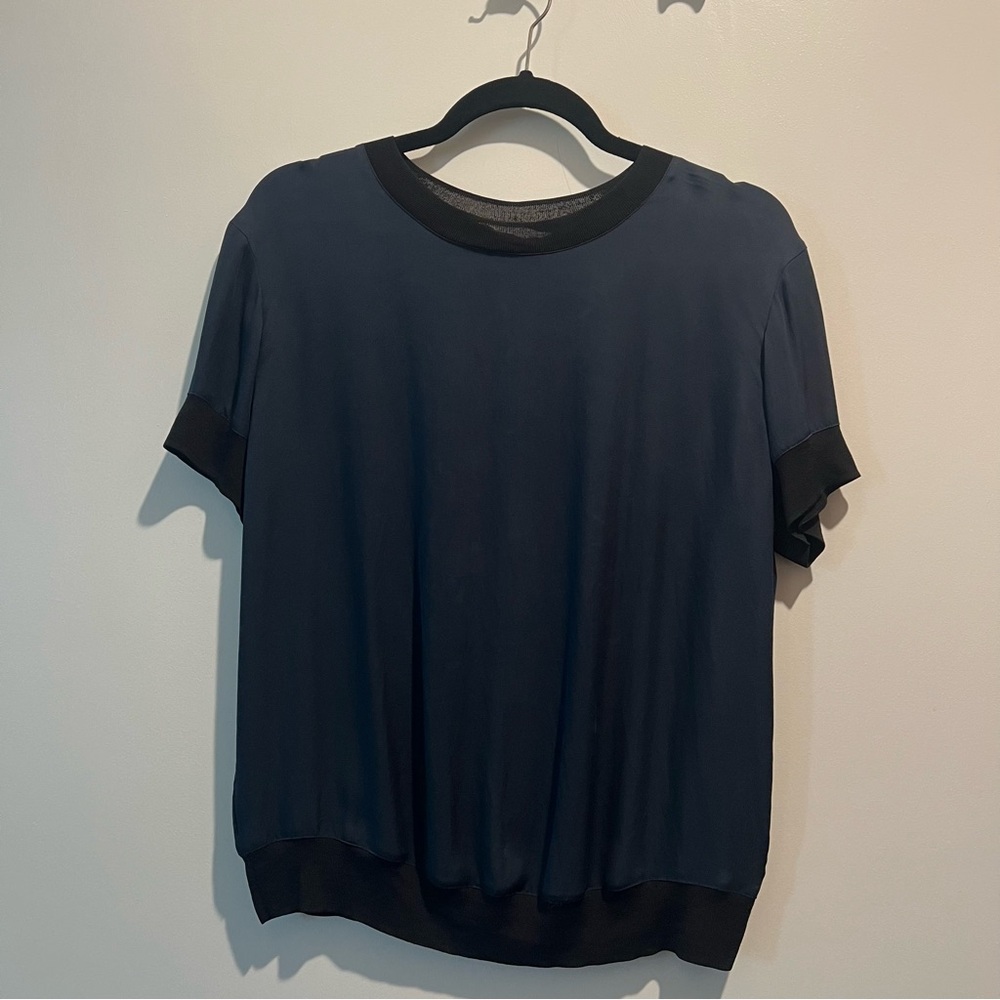 Vince Navy and Black Short Sleeve Tee